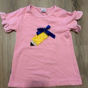 Pink Kids Shirt with Pencil Design